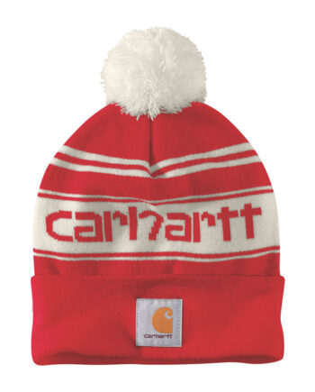 Carhartt Pom-pom logo beanie red winter white